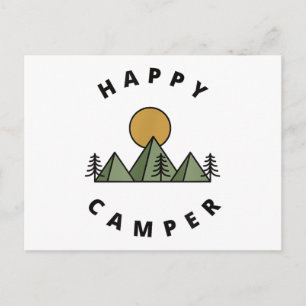 Postal Festiva Feliz Campista Camping Campamento Bosque Montañas