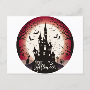 Postal Festiva Feliz Castillo de Halloween choca Halloween