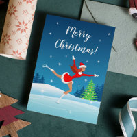 Feliz Chica de patinaje artístico navideño