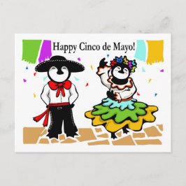 Postal Festiva Feliz Cinco de los Penguinos