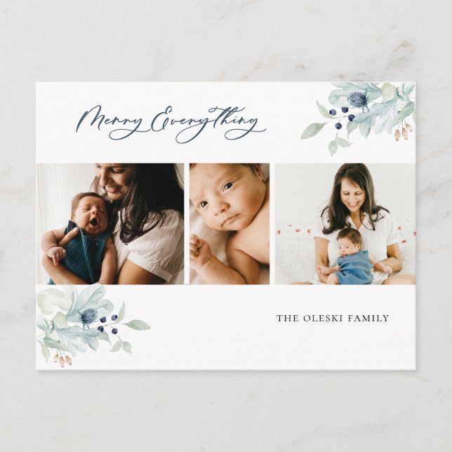 Postal Festiva Feliz Collage de fotos Botánico de Invierno (Anverso)