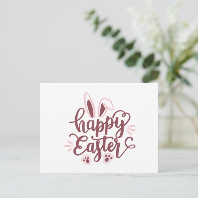 Postal Festiva Feliz Conejo de Pascua (Anverso de pie)