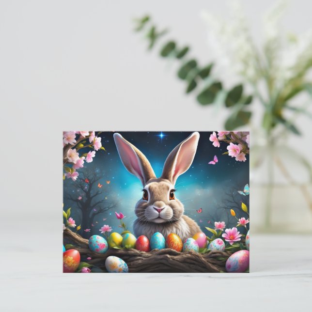 Postal Festiva Feliz Conejo de Pascua (Anverso de pie)