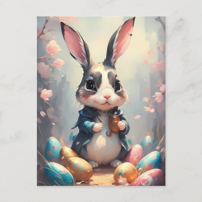 Postal Festiva Feliz Conejo de Pascua (Anverso)