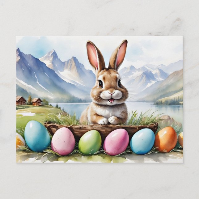 Postal Festiva Feliz Conejo de Pascua (Anverso)