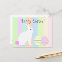 Feliz Conejo de Pascua y huevos a rayas