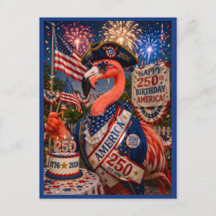 Postal Festiva Feliz cumpleaños 250 a América Flamenco 4 de julio
