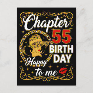 Postal Festiva Feliz cumpleaños 55 Mujer del sombrero de leopardo