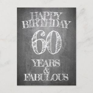Postal Festiva Feliz cumpleaños - 60 años y fabuloso en tiza