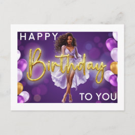 Postal Festiva Feliz Cumpleaños A La Reina Negra Melanin Sista
