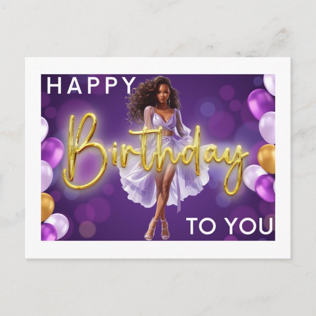 Postal Festiva Feliz Cumpleaños A La Reina Negra Melanin Sista (Anverso)