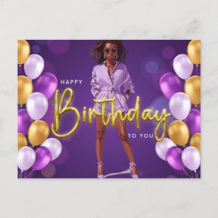 Postal Festiva Feliz Cumpleaños A La Reina Negra Melanin Sista