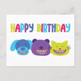 Postal Festiva Feliz cumpleaños a los animales de Braces ortodonc