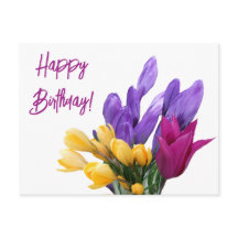 Feliz cumpleaños bonito crocus floral colorido lin