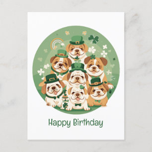 Postal Festiva Feliz cumpleaños, Bulldoges ingleses del Día de Sa