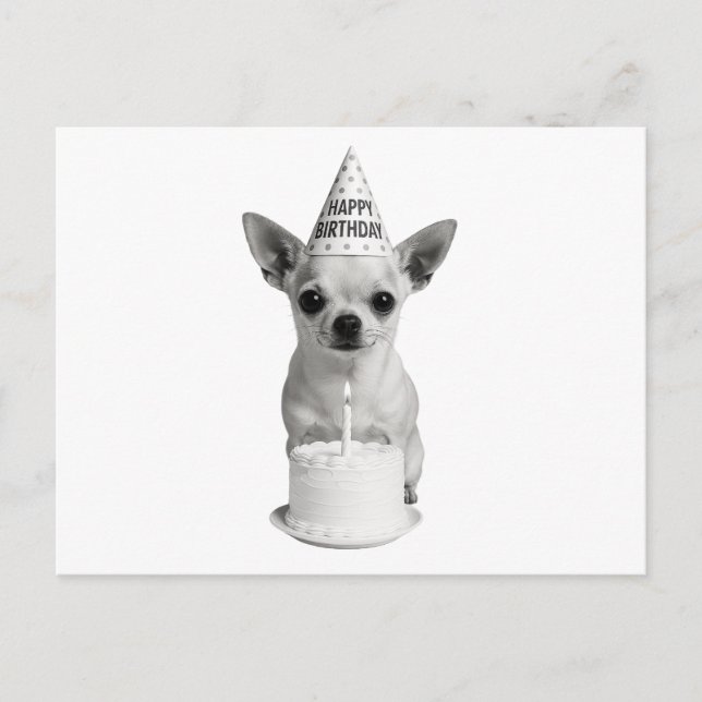 Postal Festiva Feliz cumpleaños Chihuahua (Anverso)