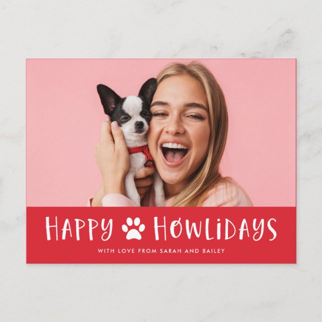 Postal Festiva Feliz cumpleaños con foto | Navidades de perros di (Anverso)