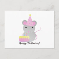 Feliz Cumpleaños Cute Parrty Mouse