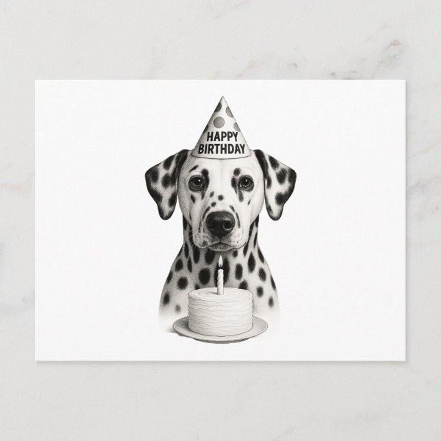 Postal Festiva Feliz cumpleaños Dalmatian (Anverso)