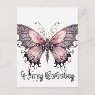 Postal Festiva Feliz Cumpleaños Diseño de Mariposa Creativa