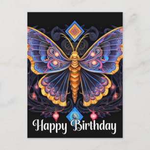 Postal Festiva Feliz Cumpleaños Diseño de Mariposa Imaginativa
