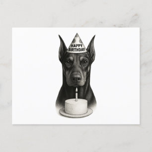 Postal Festiva Feliz cumpleaños Doberman