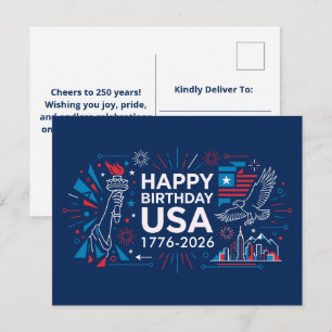 Postal Festiva Feliz cumpleaños EE. UU. 250