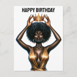 Postal Festiva Feliz cumpleaños, hermosa, reina negra, melanin po