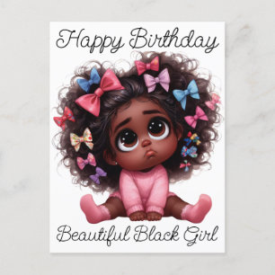 Postal Festiva Feliz cumpleaños, hermosa reina negra Melanin Sist