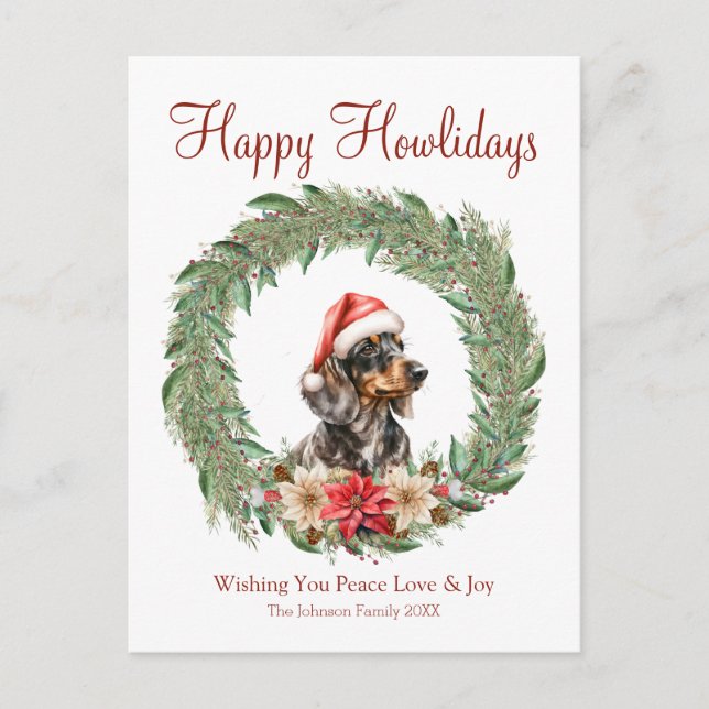 Postal Festiva Feliz cumpleaños, perro de Dachshund (Anverso)