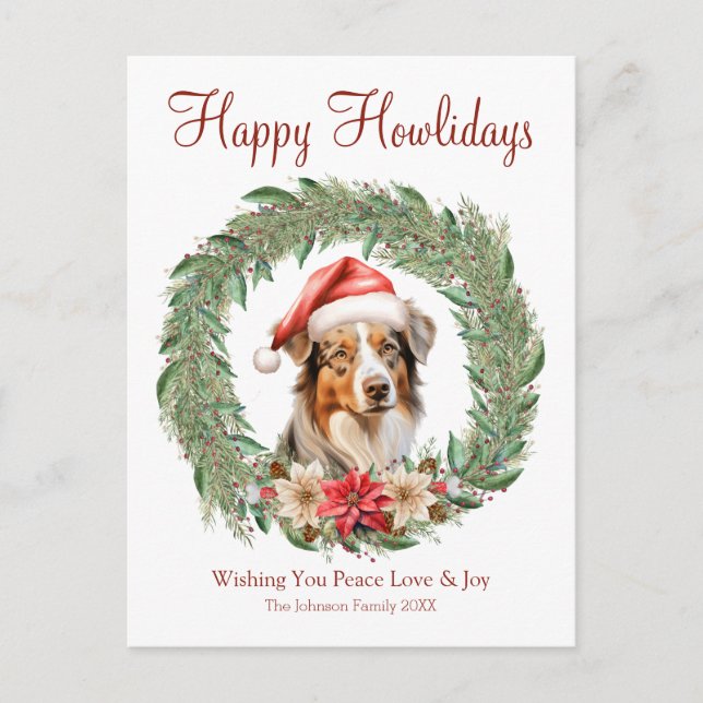 Postal Festiva Feliz cumpleaños, perro pastor australiano (Anverso)