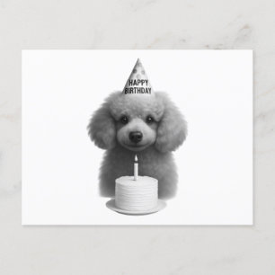 Postal Festiva Feliz cumpleaños Poodle