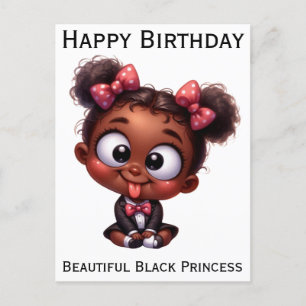 Postal Festiva Feliz cumpleaños princesa negra piel morena melani