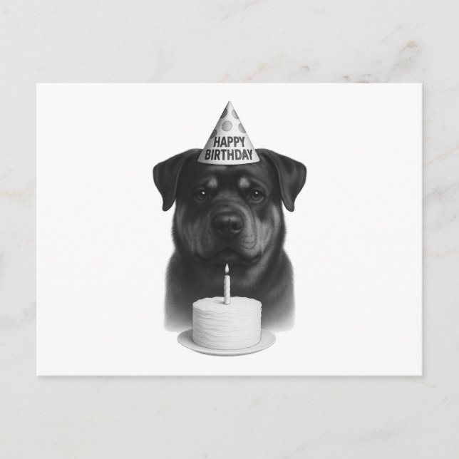 Postal Festiva Feliz cumpleaños Rottweiler (Anverso)