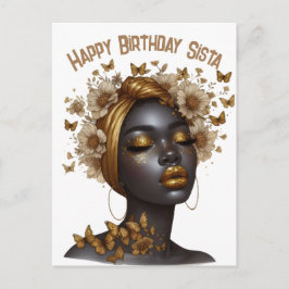 Postal Festiva Feliz cumpleaños Sista chica negro magia melanin q