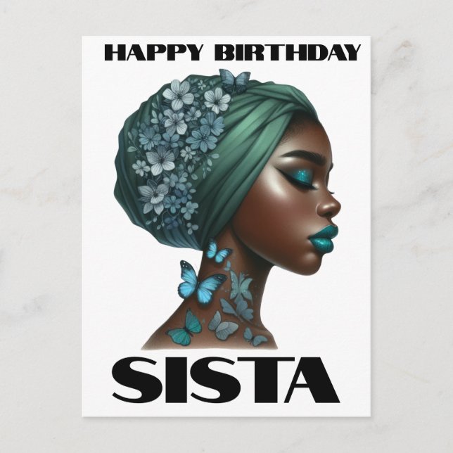 Postal Festiva Feliz cumpleaños Sista Chica Negro Magic Melanin L (Anverso)
