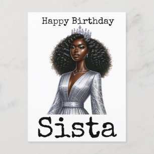 Postal Festiva Feliz cumpleaños Sista Melanin Mujer Negra Sis
