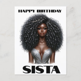 Postal Festiva Feliz cumpleaños sista mujer negra melanin reinas