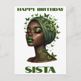 Postal Festiva Feliz cumpleaños sista mujer negra melanin reinas
