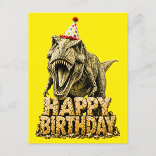 Postal Festiva Feliz Cumpleaños T-Rex