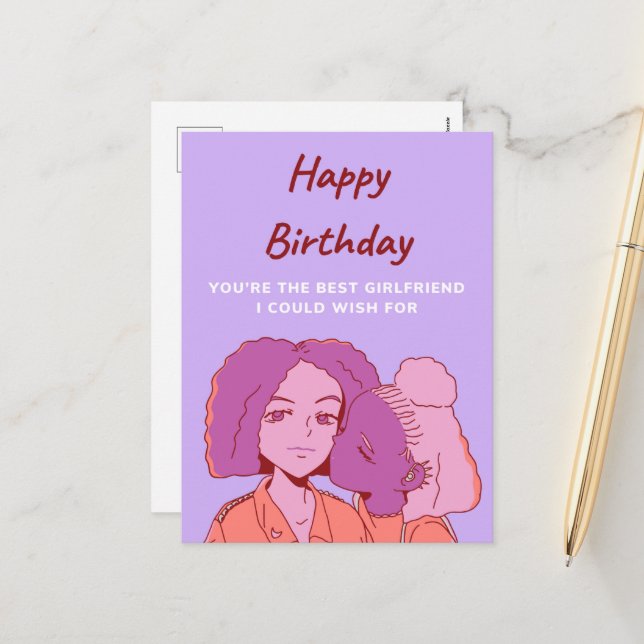 Postal Festiva Feliz cumpleaños, tu mejor novia (Anverso/Reverso In Situ)