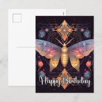 Feliz cumpleaños vibrante diseño de mariposa