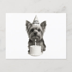 Postal Festiva Feliz cumpleaños Yorkie