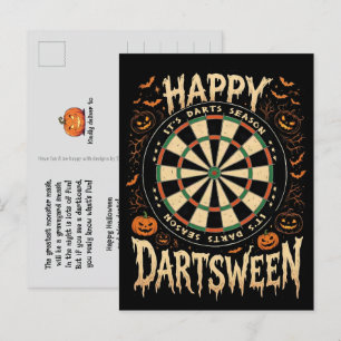 Postal Festiva FELIZ DARTSWEEN - Decoración de Dardo de Vacacione