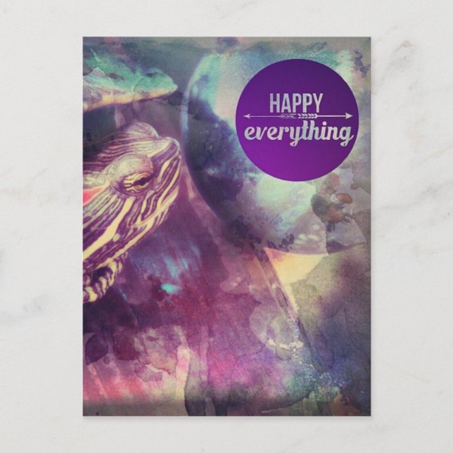 Postal Festiva Feliz de todo, mortificar la felicidad de la tortu (Anverso)