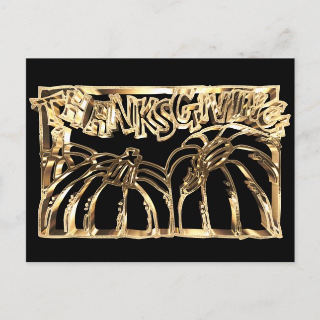 Postal Festiva Feliz Día de Acción de Gracias, calabaza de la tip (Anverso)