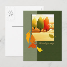 Postal Festiva Feliz Día de Acción de Gracias Escenario de Otoño