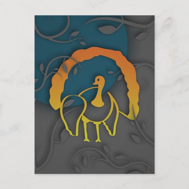 Postal Festiva Feliz Día de Acción de Gracias Turquía (Anverso)