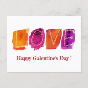Postal Festiva Feliz Día de Galentine 'AMOR' Acuarela moderna