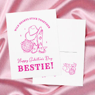 Postal Festiva Feliz Día de Galentine Moderna Rosa Mejor Amiga Oc